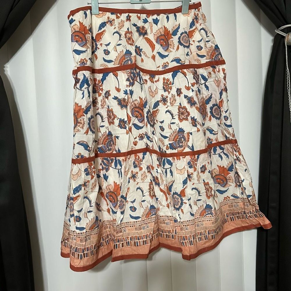 Willi Smith flowy paisley skirt, 100% Cotton, side zipper - Picture 5 of 5